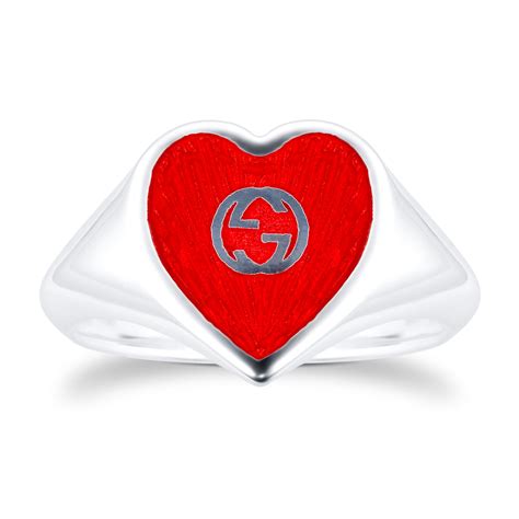 gucci trademark sterling silver ring|heart ring with gucci trademark.